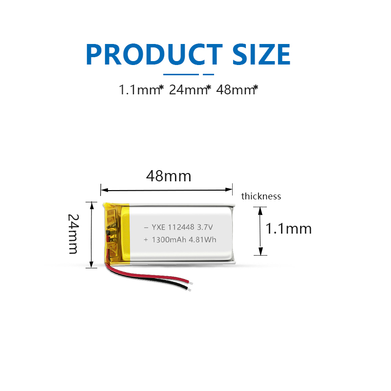 3.7 V Li-ion Battery 112448-1300mah